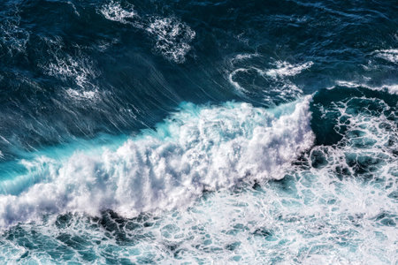 Beautiful Blue Ocean Waves, aerial view