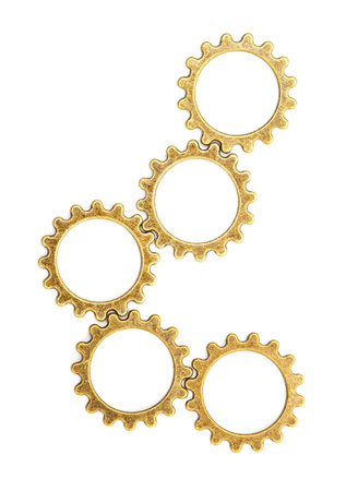 Vintage Mechanical Cogwheel Gears Wheels, isolated on white background