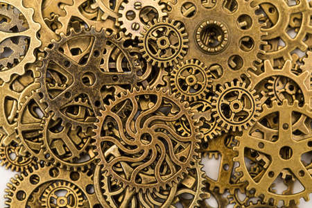 Vintage Mechanical Cogwheel Gears Wheels, closeupの写真素材