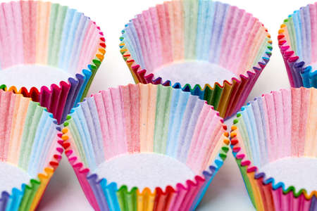 Colorful Papers Cup for Baking Cakes, on white backgroundの写真素材
