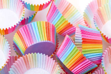 Colorful Papers Cup for Baking Cakes, on white backgroundの写真素材