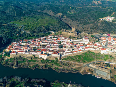 Aerial View of the Fortified Village Mertola, Portugal