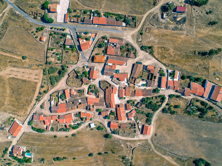 Aerial View Red Tiles Roofs Typical Village, Portugal