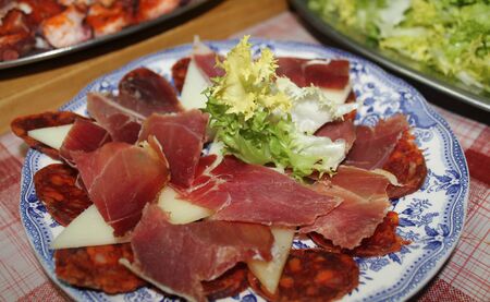 Sausage plated and ready to tasteの写真素材