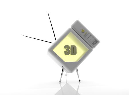 Old white TV - 3D renderの写真素材