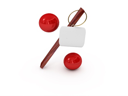 A red percentage symbol isolated on a white backgroundの写真素材