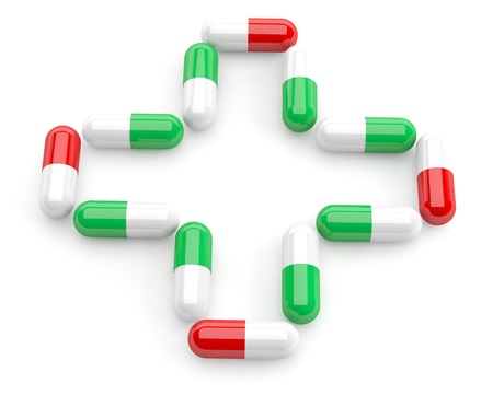 Medical sign from pills. 3D modelの写真素材