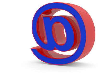 E-mail sign. 3D model isolated on whiteの写真素材