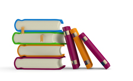 Books pile isolated on white. 3D modelの写真素材