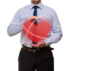 Care concept. Man with heartの写真素材