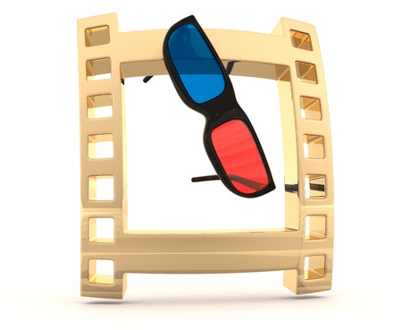 Film frame with 3D glassesの写真素材