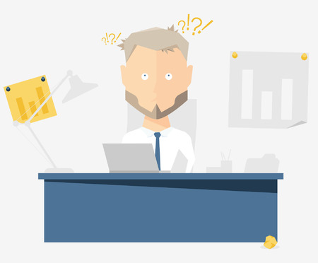 Businessman at the office. Vector illustration of the character.のイラスト素材