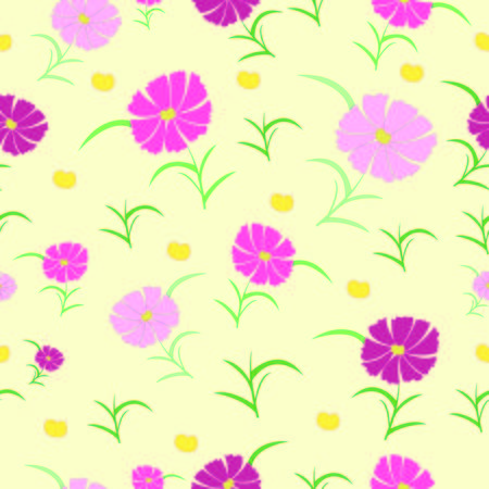 spring pink flowers seamless repeat patternのイラスト素材