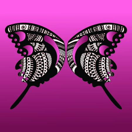 black and white butterfly cutwork effectのイラスト素材