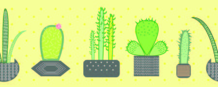 cactus seamless border repeat patternのイラスト素材