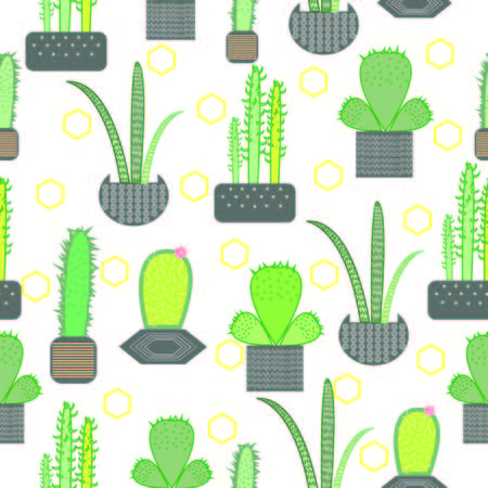 cactus seamless patternのイラスト素材