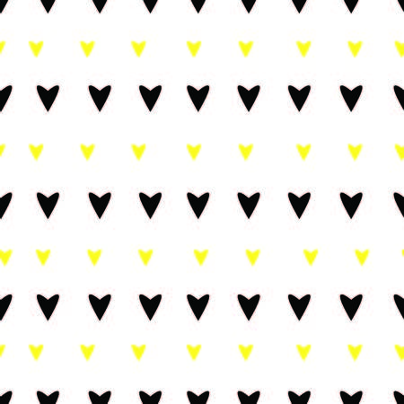 black and yellow hearts seamless printのイラスト素材