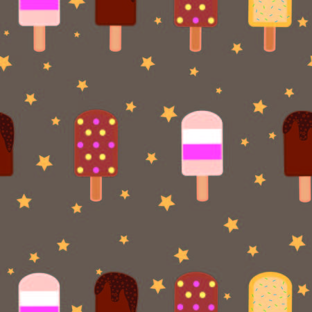 ice cream seamless pattern with dark backgroundのイラスト素材
