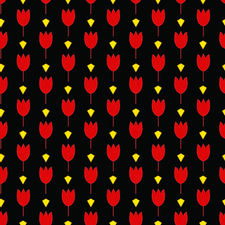 red lotus with yellow polygon seamless printのイラスト素材