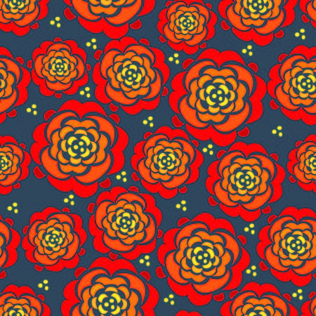 flowers seamless repeat patternのイラスト素材