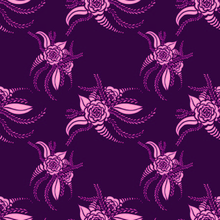 pink flowers seamless patternのイラスト素材