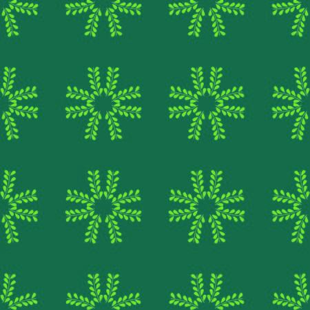 green leaf flower seamless repeat patternのイラスト素材
