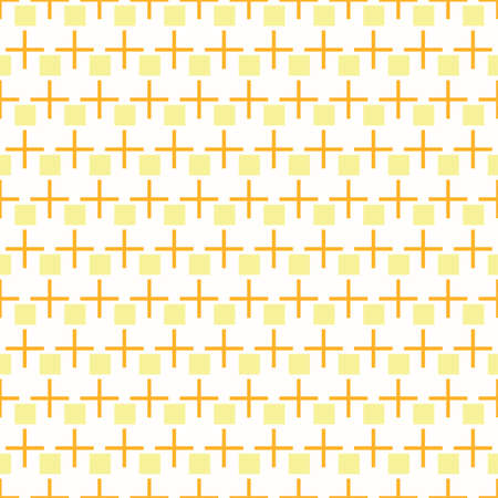 orange cross and yellow blocks geometric seamless repeat patternのイラスト素材