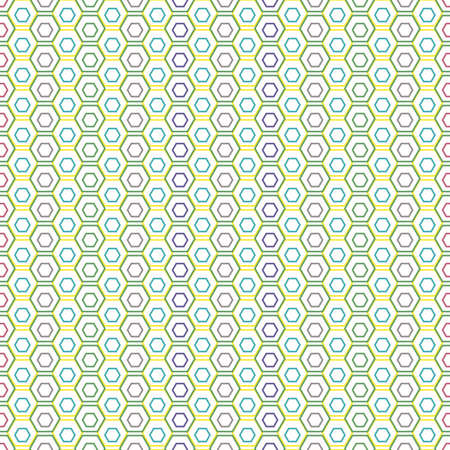 colorful honeycomb polygon geometric seamless repeat patternのイラスト素材