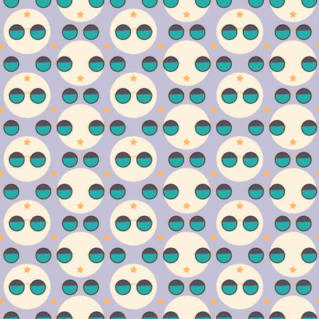 sunglass with blue background and stars seamless repeat patternのイラスト素材
