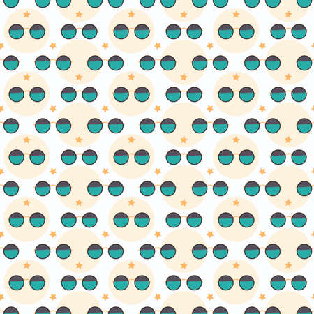 sunglasses and stars with pink background seamless repeat patternのイラスト素材