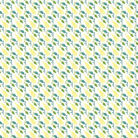 yellow amaranthus with green leaves seamless repeat patternのイラスト素材