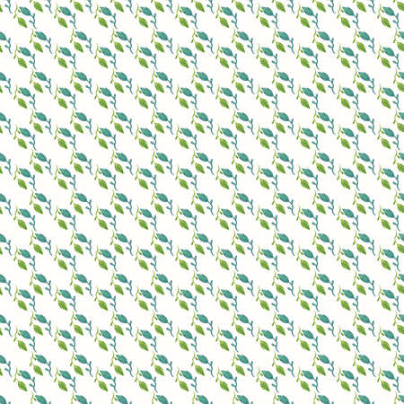 green leaves seamless repeat patternのイラスト素材