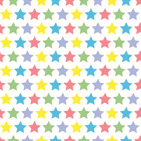 colorful stars with white background seamless repeat patternのイラスト素材