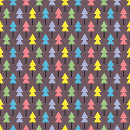 triangle colorful christmas tree with grey background seamless repeat patternのイラスト素材