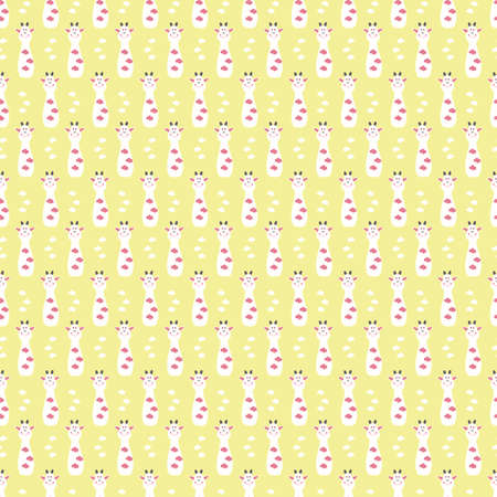 cute cow cartoon with yellow background seamless repeat patternのイラスト素材