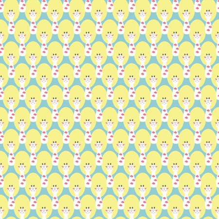 cute cow cartoon with yellow oval dots and blue background seamless repeat patternのイラスト素材