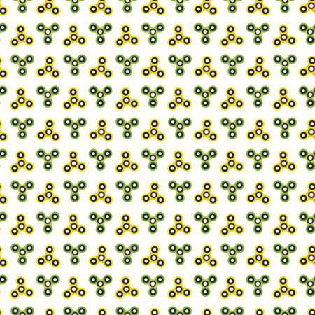 yellow and green fidget spinner seamless repeat patternのイラスト素材