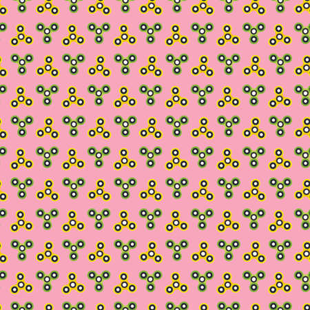 fidget spinner yellow and blue with pink background seamless repeat patternのイラスト素材