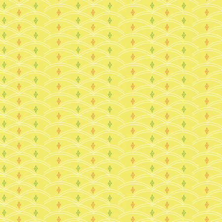 traditional geometric print with yellow background seamless repeat patternのイラスト素材