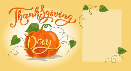Happy Thanksgiving Day Greeting Card, Big Pumpkinのイラスト素材