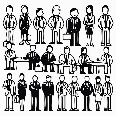 Business people silhouettes isolated on white background. Vector illustration for your designのイラスト素材
