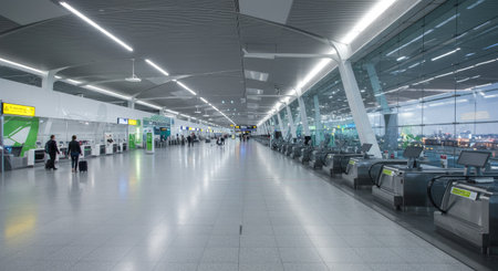 Interior of a modern airport terminal in shanghai china.の素材
