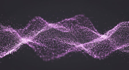 Abstract digital background with glowing particles. Big data visualization. 3D renderingの素材