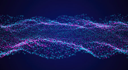 Abstract digital background. Big data visualization. Wave of particles. 3d illustrationの素材