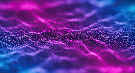 Abstract 3d rendering of wave with connecting dots and lines. Connection structure. Big data visualization.の素材