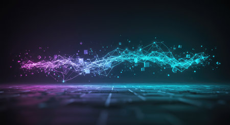 Abstract polygonal space low poly dark background with connecting dots and lines. Connection structure. 3d renderingの素材