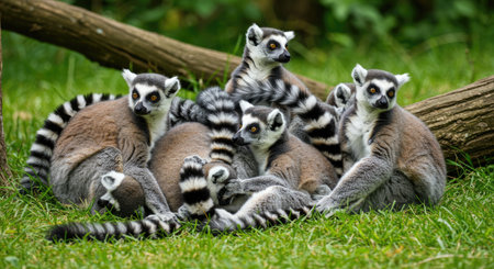 Ring-tailed lemur (Lemur catta) familyの素材