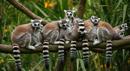 Ring-tailed lemur (Lemur catta) familyの素材