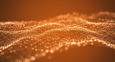 Abstract technology background. Big data visualization. Wave of particles. 3D rendering.の素材