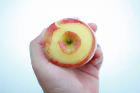 Red apple with sliceの写真素材